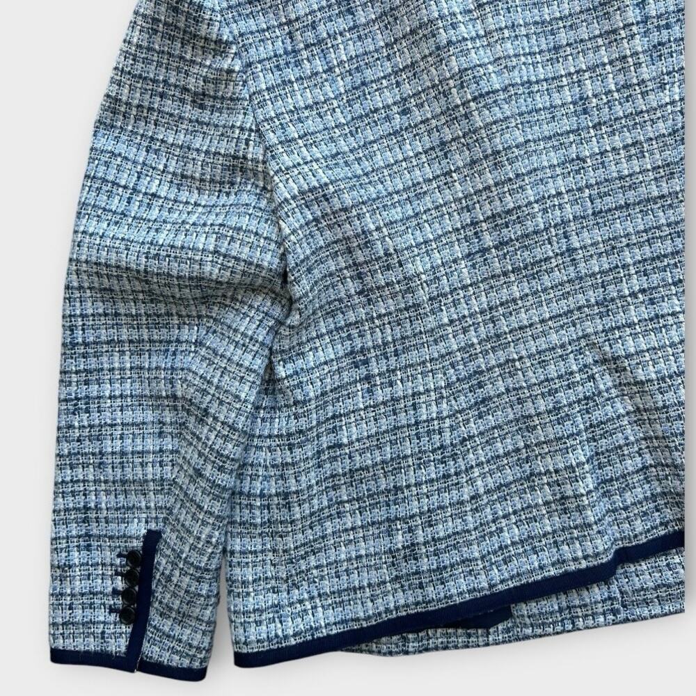 Talbots Tweed Blazer Jacket Women's Size 16 Blue White Bouclé Classic Preppy - Picture 10 of 13